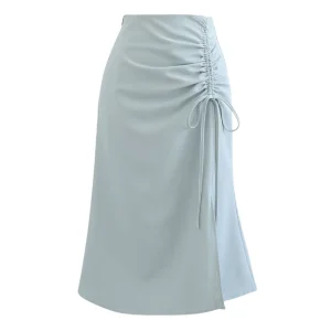 Side Ruched Midi Skirt